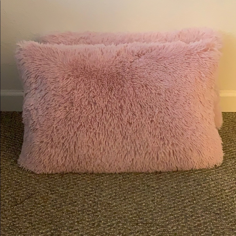 2 pink pillows